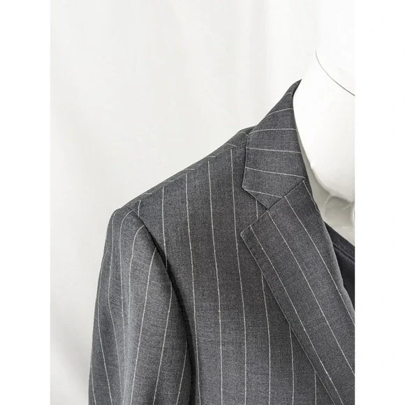 Indochino Bespoke NWT Gray Pinstripe Blazer Sport Coat‎ Two Button 100% Wool 42R